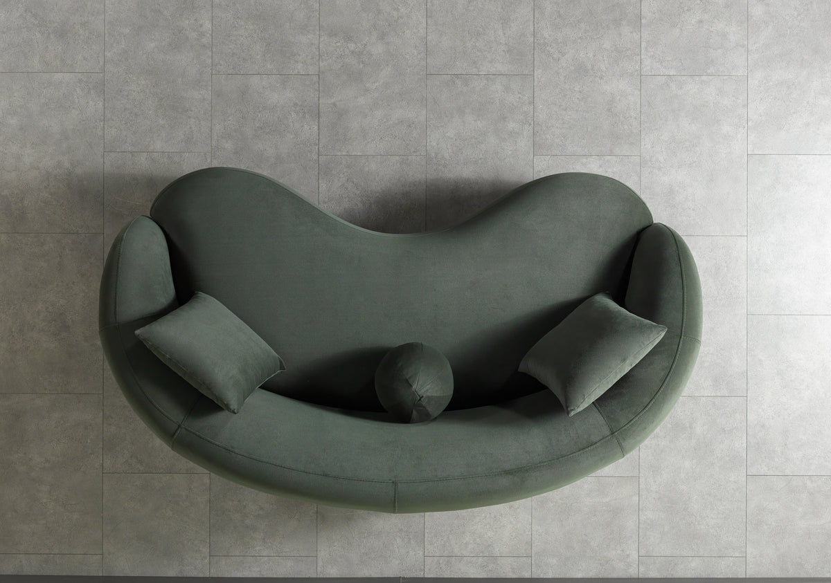 Emily Green Velvet Sofa 91" & Loveseat 81"
