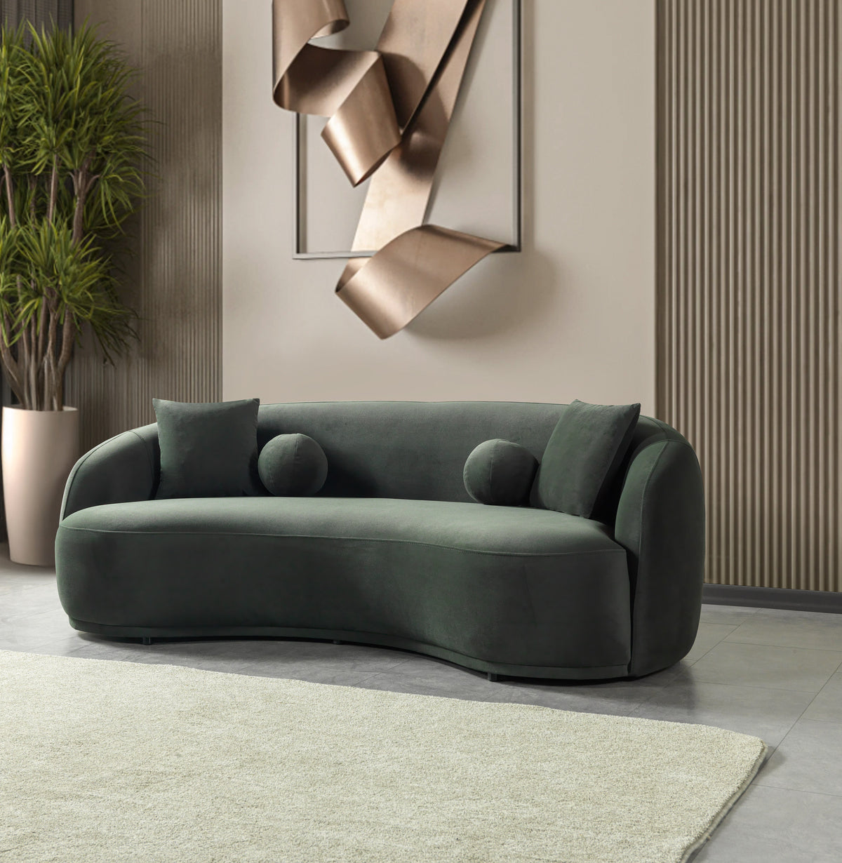 Emily Green Velvet Sofa 91" & Loveseat 81"