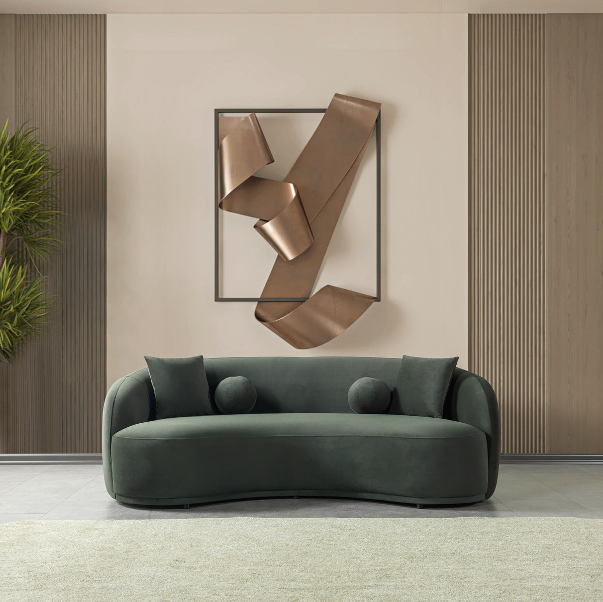 Emily Green Velvet Sofa 91" & Loveseat 81"