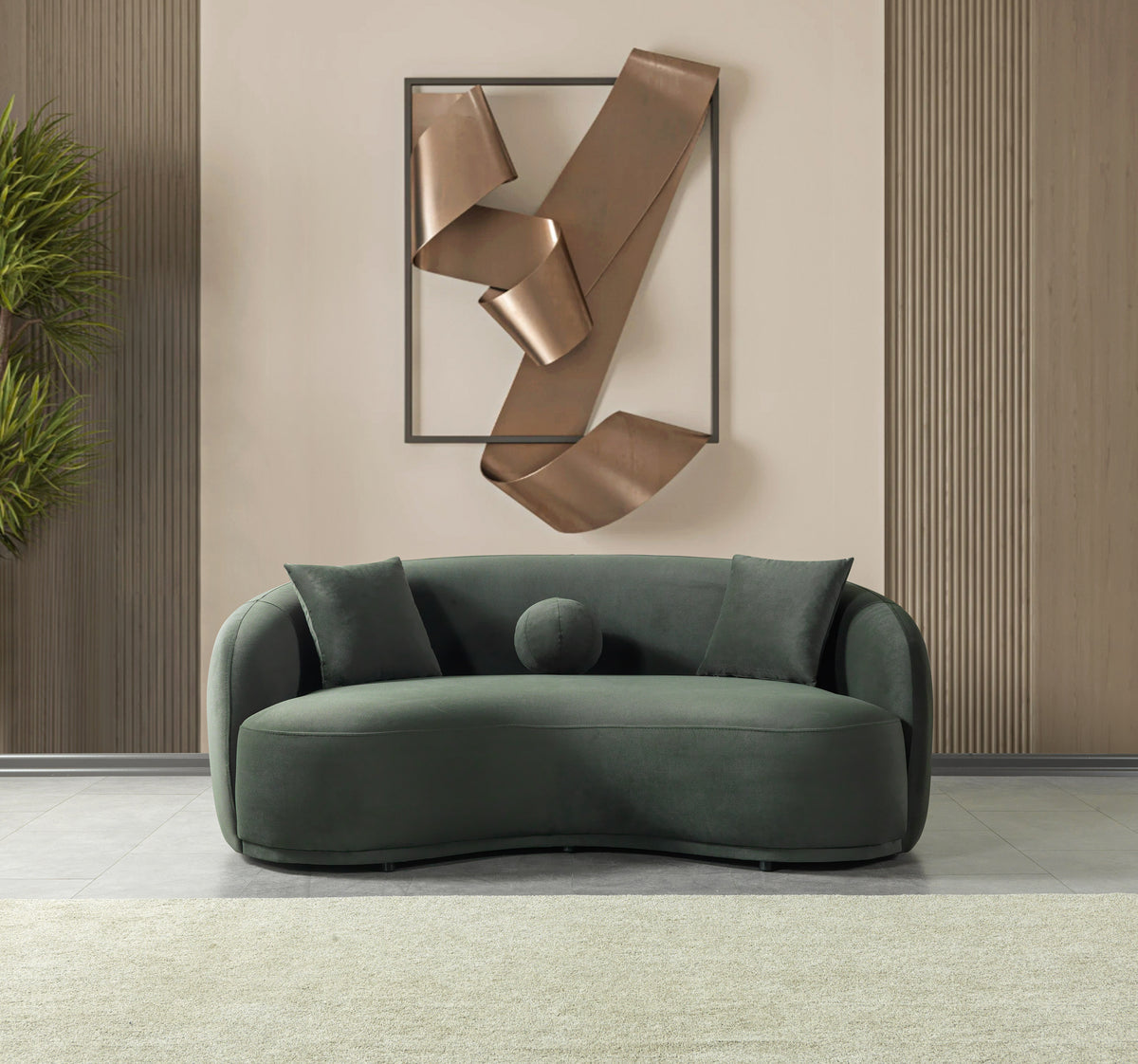 Emily Green Velvet Sofa 91" & Loveseat 81"
