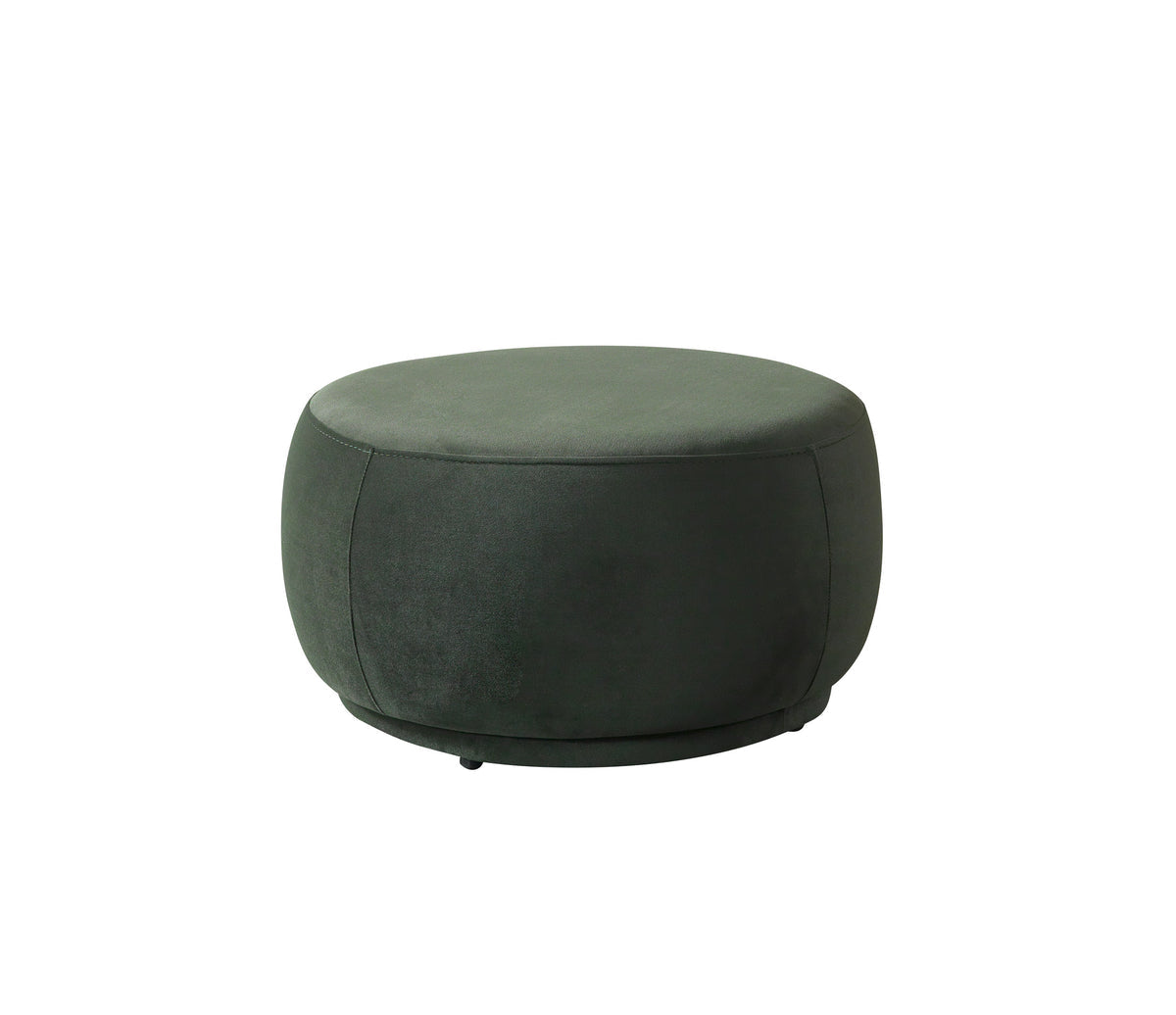 Ava Green Velvet Round Ottoman front angle