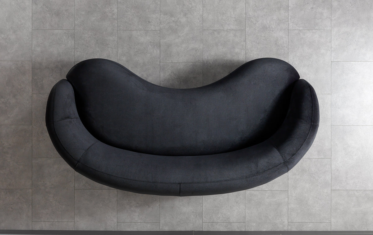 Emily Black Velvet Sofa 91" & Loveseat 81"
