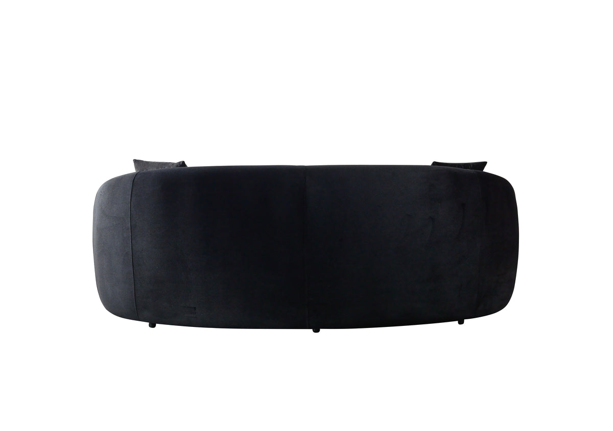 Front view highlighting cushion and velvet upholstery
