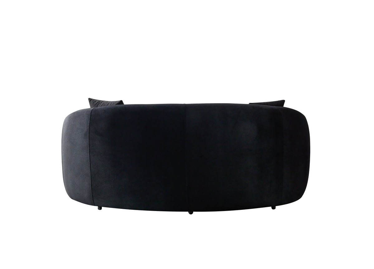 Emily Black Velvet Loveseat 81"