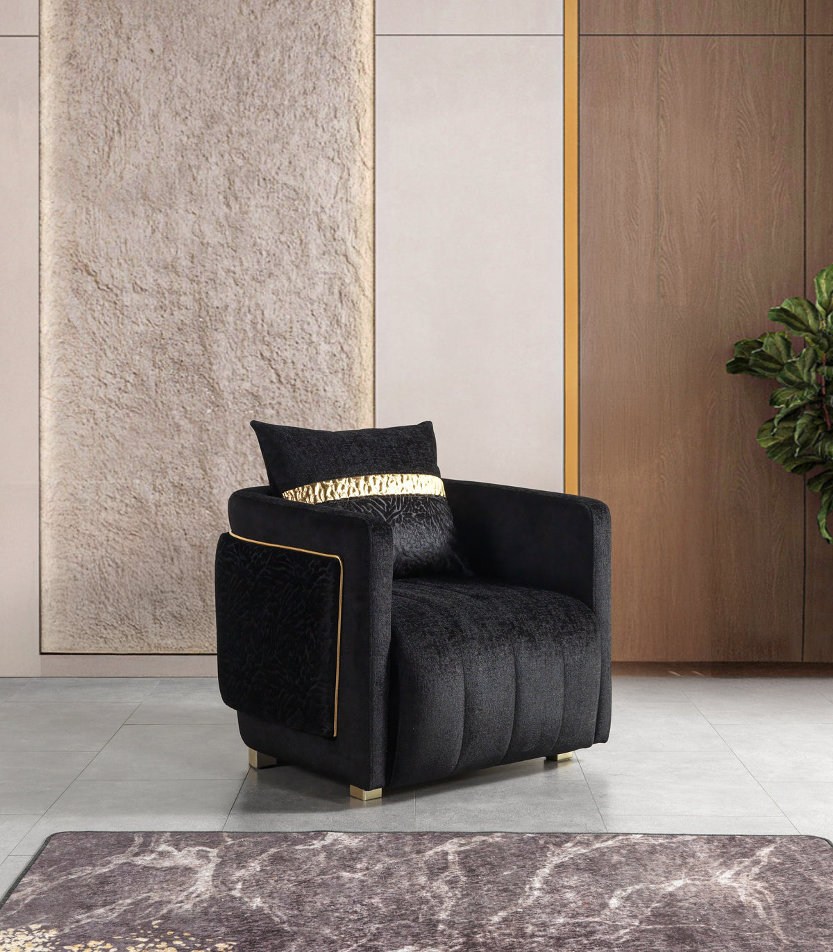 Carlina Black Velvet Chair from Decor Furniture