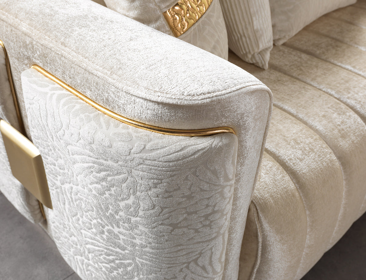 Carlina Ivory Velvet Sofa view 9