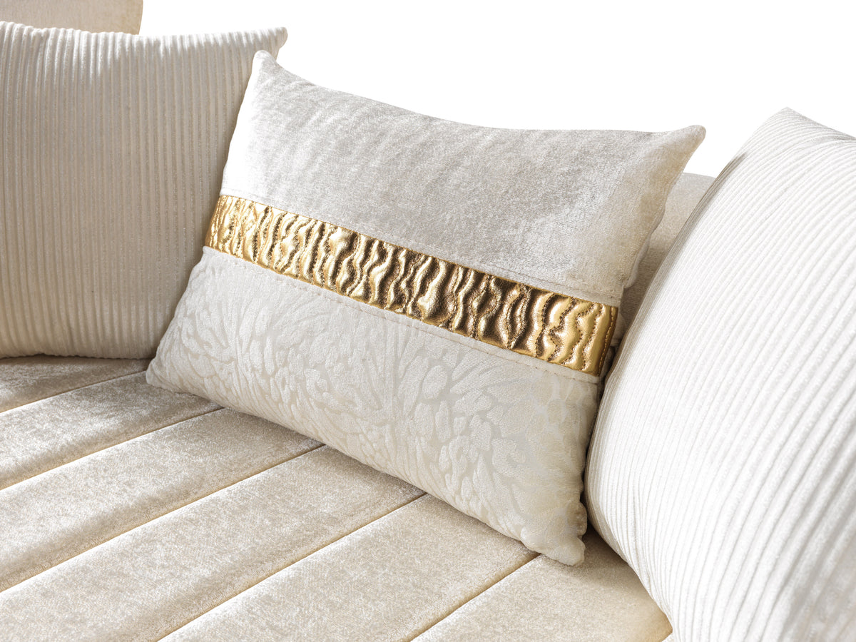 Carlina Ivory Velvet Sofa view 11