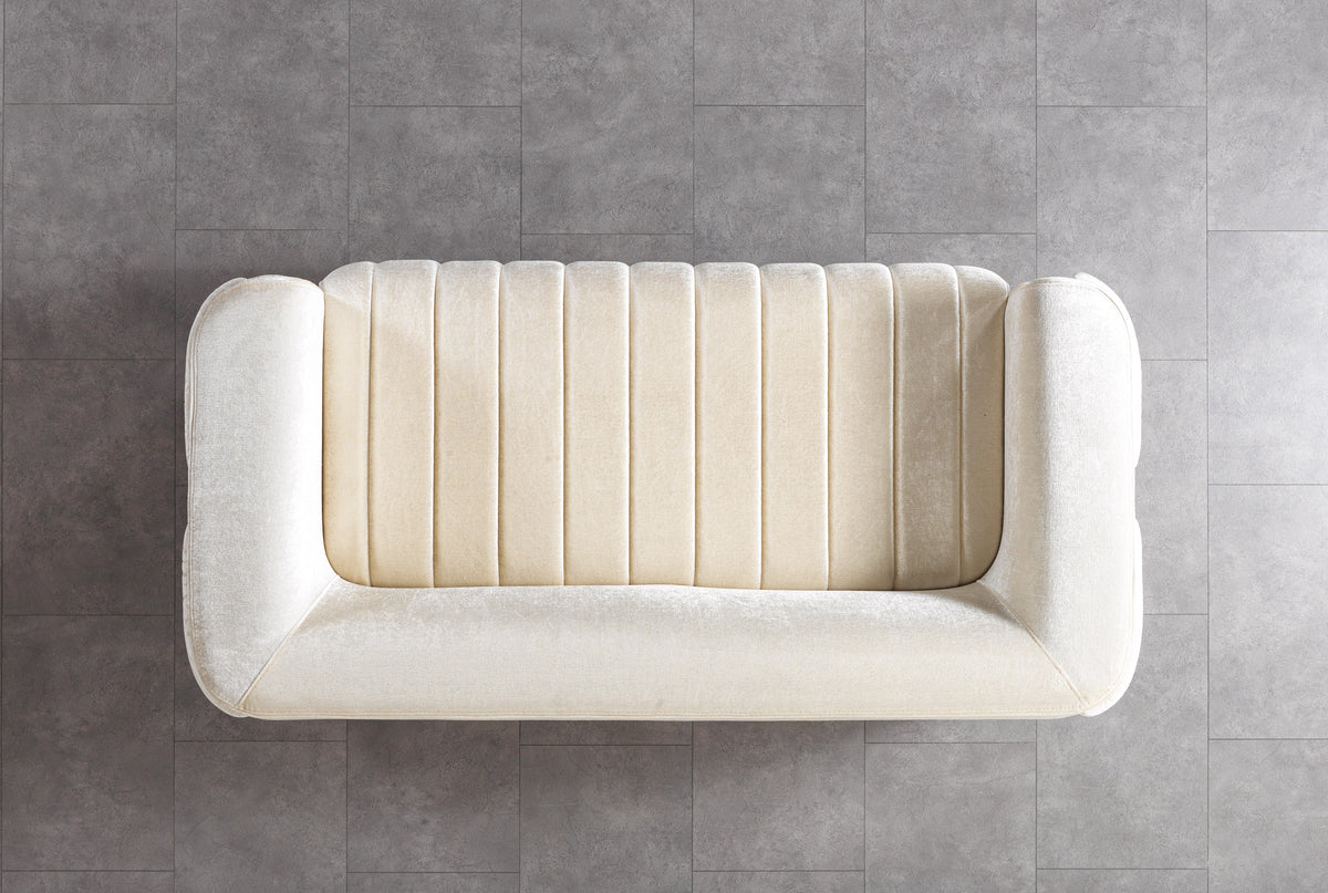 Carlina Ivory Velvet Loveseat 77" view 6