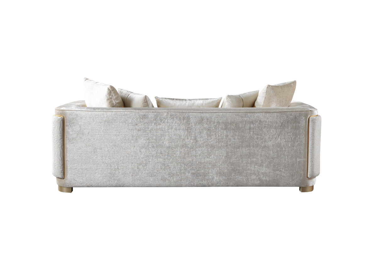 Carlina Ivory Velvet Sofa view 7