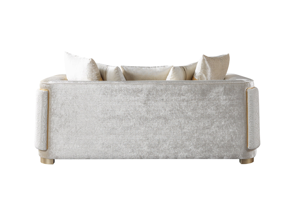 Carlina Ivory Velvet Loveseat 77" view 8