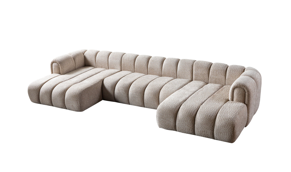 Lis Sand Boucle Double Chaise 147" Sectional view 14