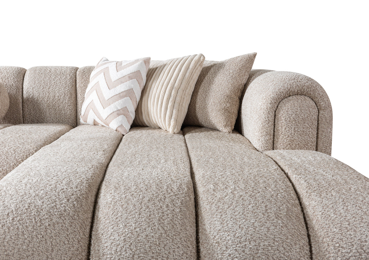 Lis Sand Boucle Double Chaise 147" Sectional view 8