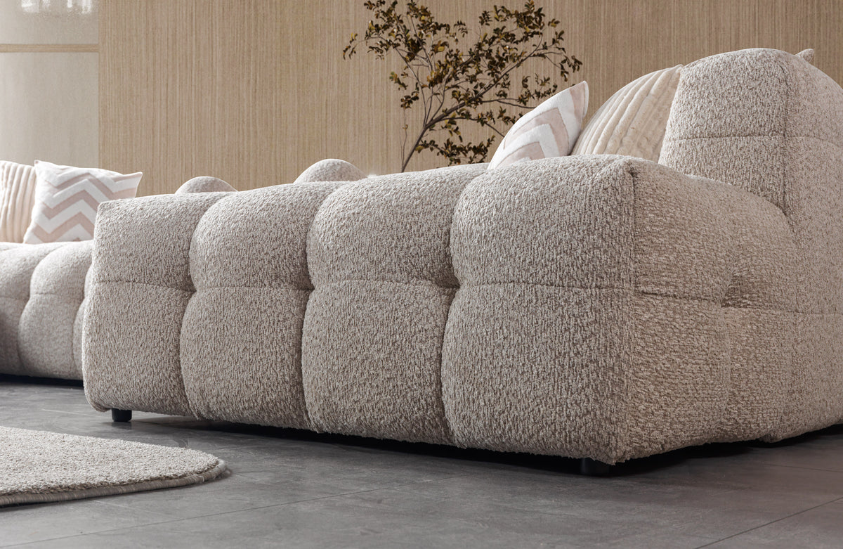 Ivy Sand Boucle Double Chaise 146" Sectional view 9