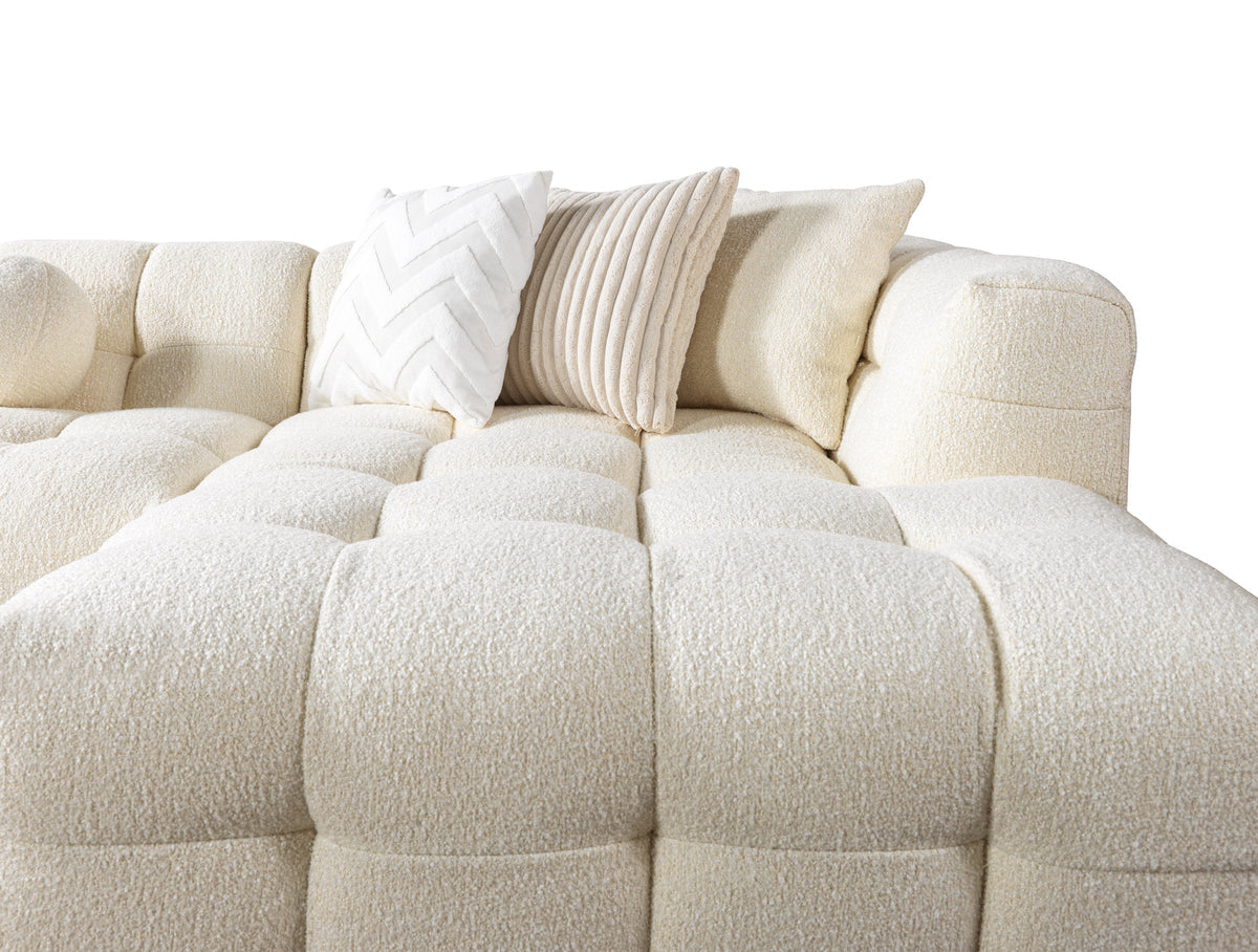 Ivy Ivory Boucle Double Chaise 146" Sectional view 11
