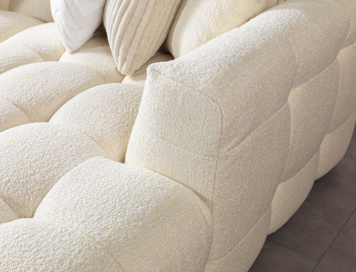 Ivy Ivory Boucle Double Chaise 146" Sectional view 8
