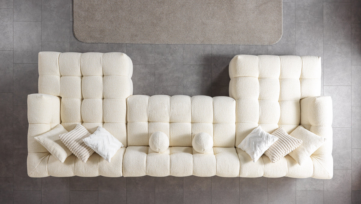 Ivy Ivory Boucle Double Chaise 146" Sectional view 4