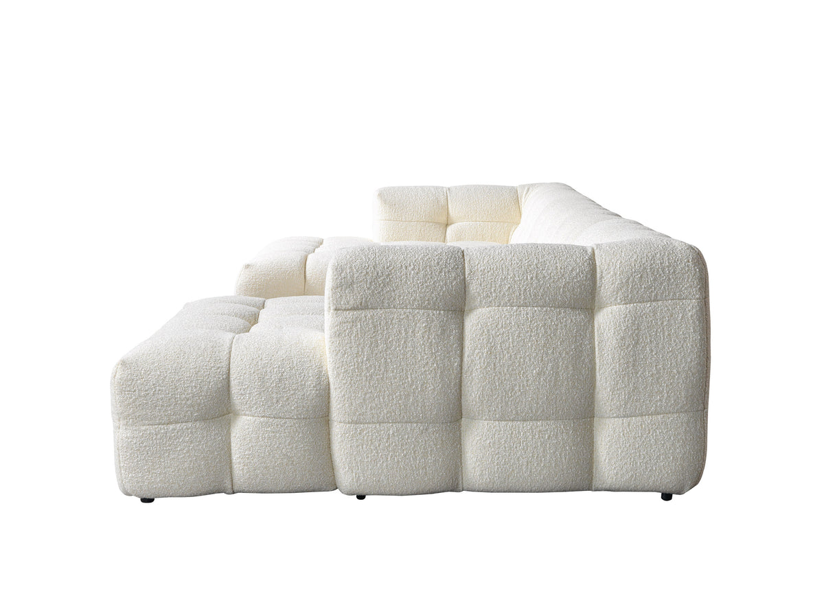 Ivy Ivory Boucle Double Chaise 146" Sectional view 18
