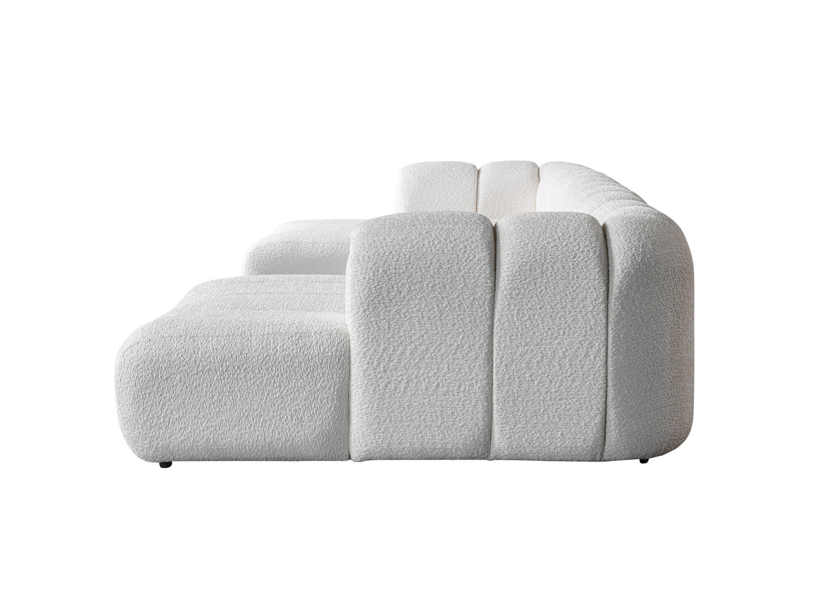 Lis Ivory Boucle Double Chaise 147" Sectional view 18