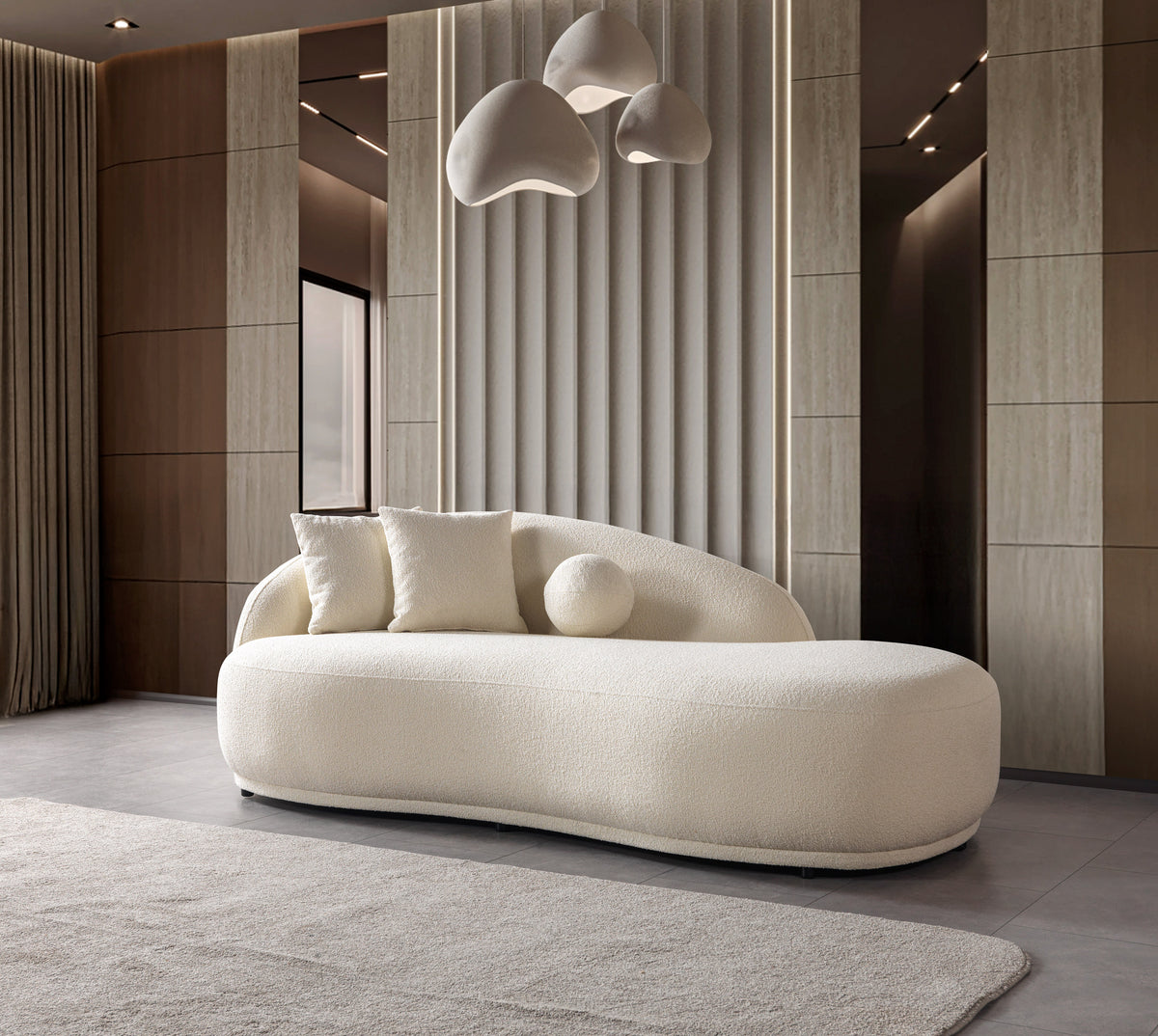 Bonita Ivory Boucle Sofa Chaise 87" view 4