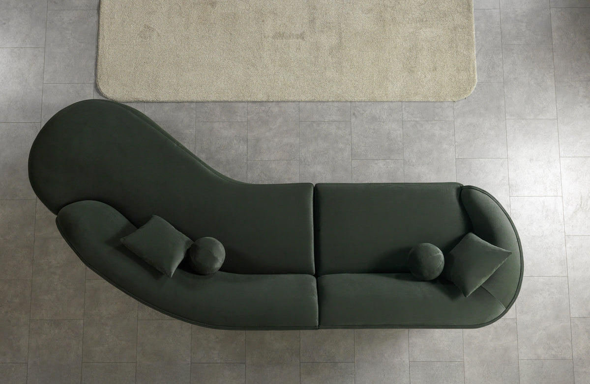 Cloe Green Velvet Curved 134" RAF Sectional view 6