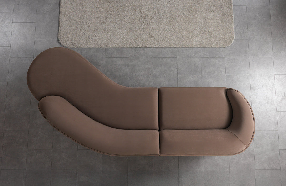 Cloe Coffee Velvet Curved 134" RAF Sectional view 7