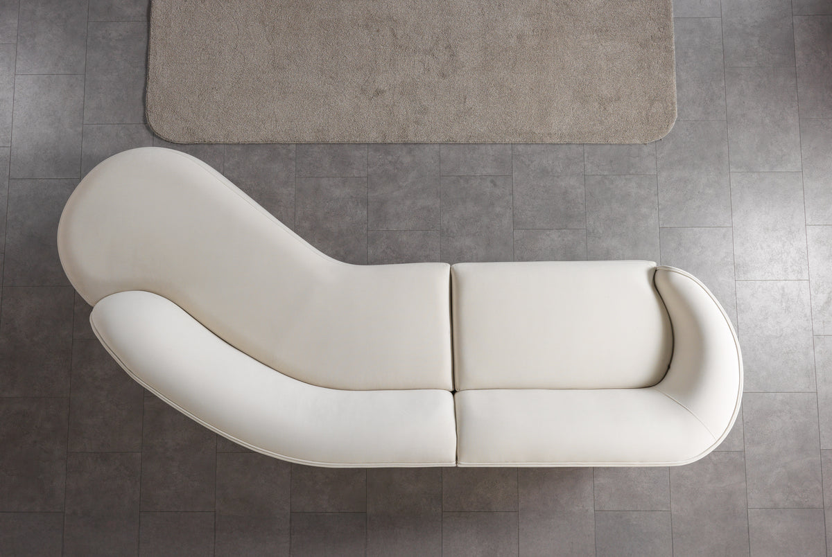 Cloe Ivory Velvet Curved 134" RAF Sectional view 7