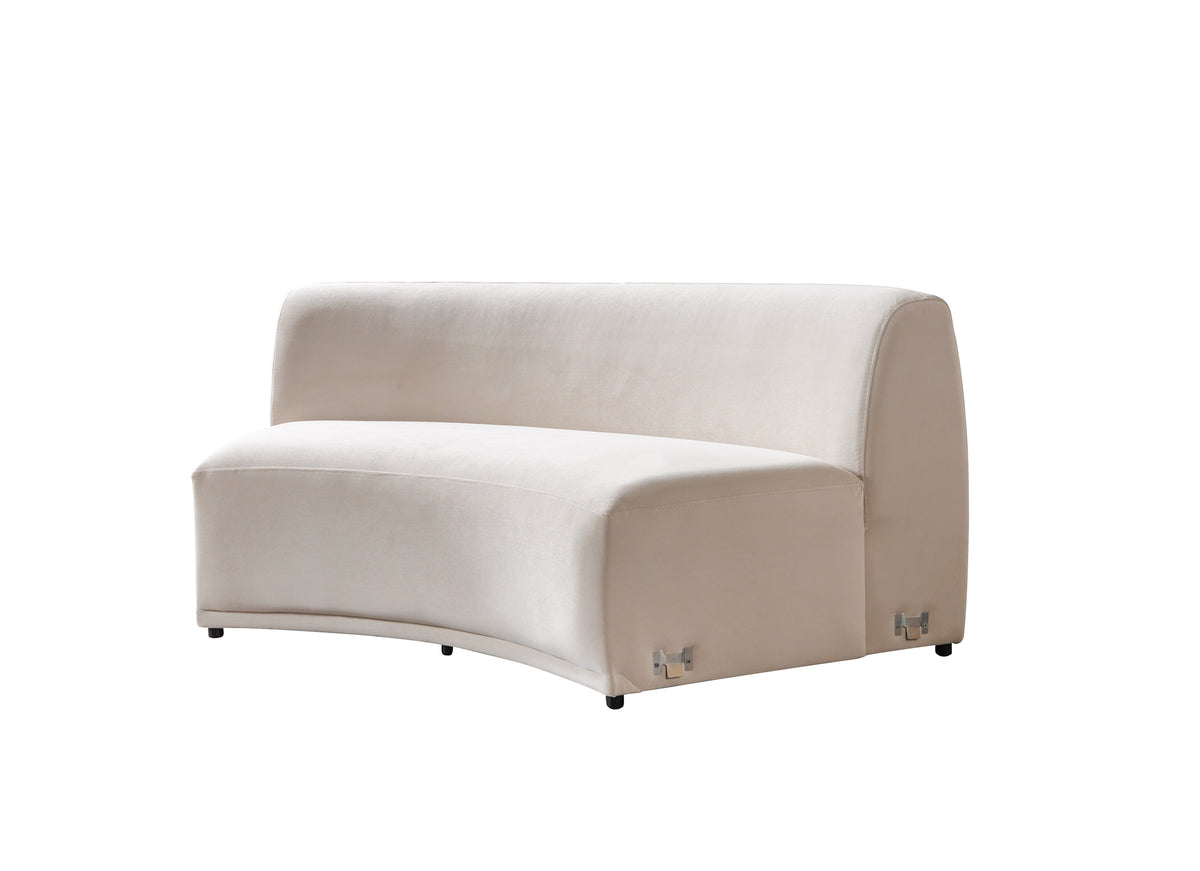 Bonita Ivory Velvet 3-Piece Curved 138" Sectional view 17