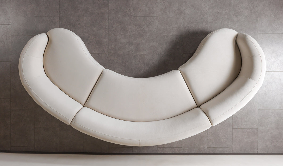 Bonita Ivory Velvet 3-Piece Curved 138" Sectional view 7