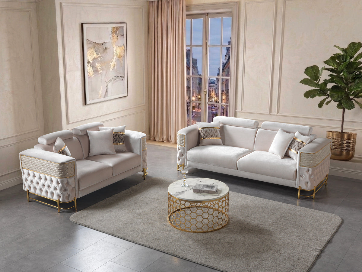 Fabiana Ivory Velvet Loveseat view 4