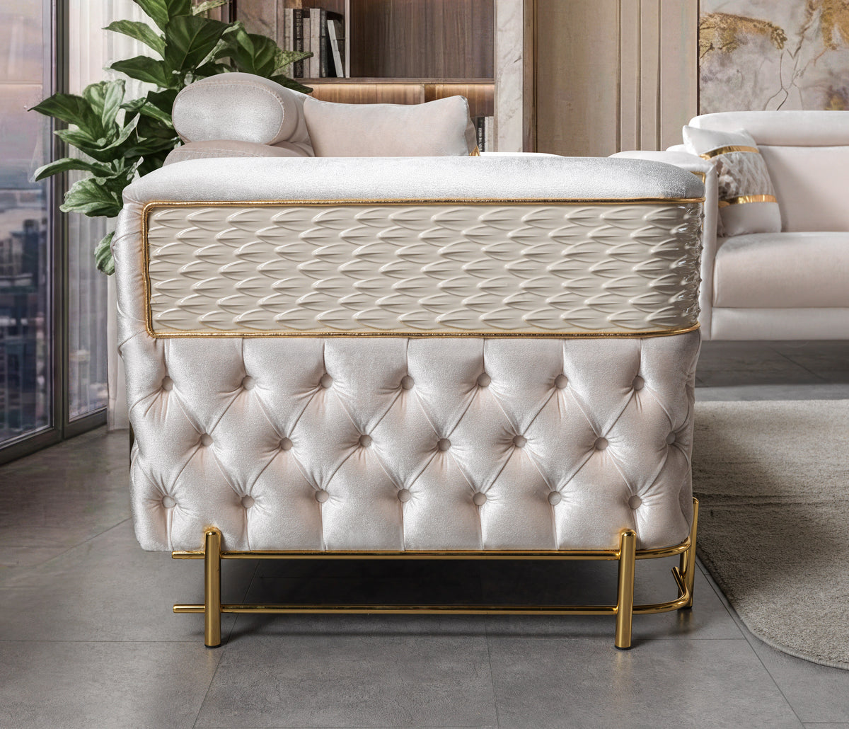 Fabiana Ivory Velvet Loveseat view 8