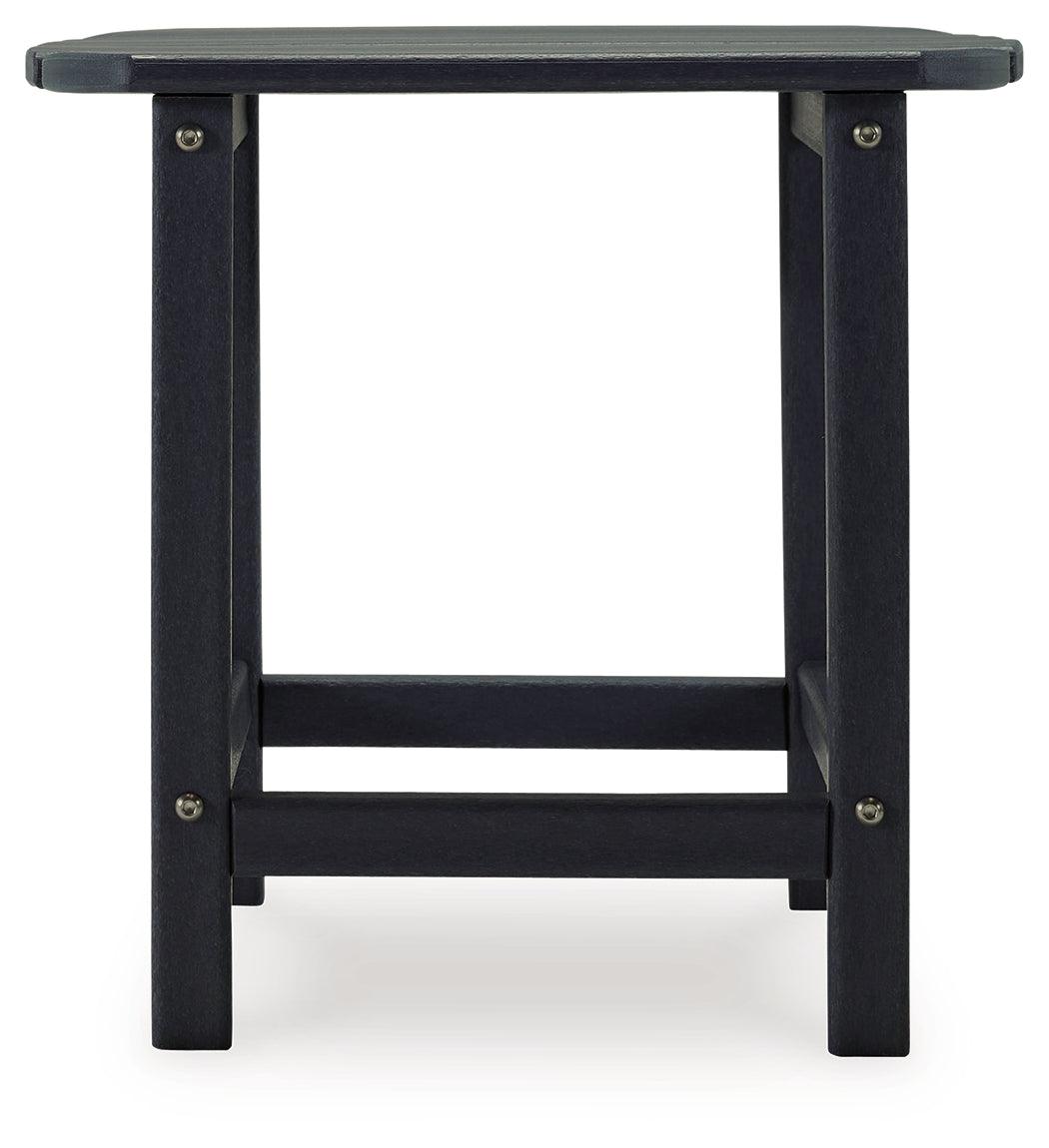 Detail of Sundown Treasure black end table slatted top