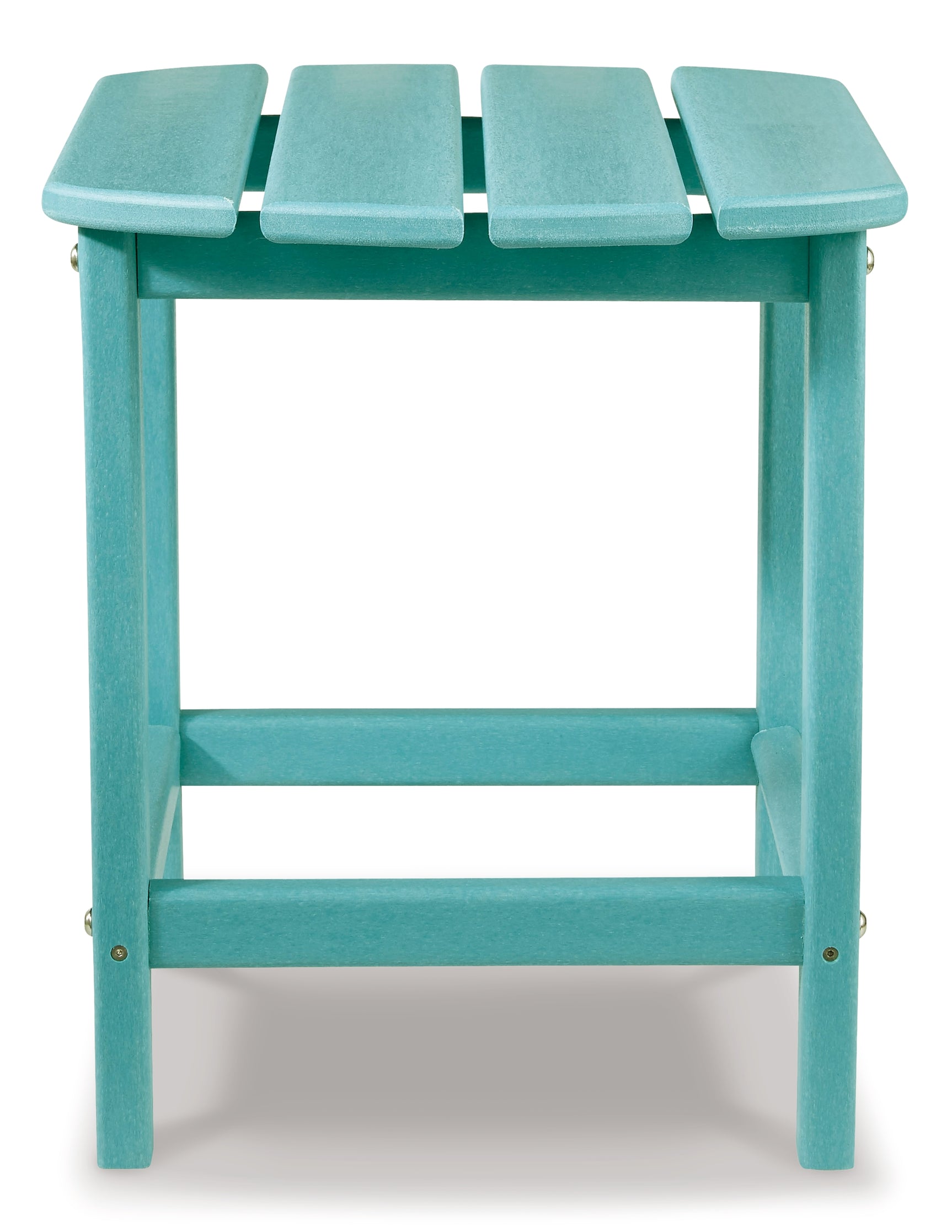 Top view of turquoise outdoor end table