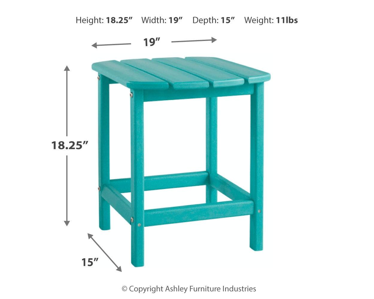 Sundown Treasure Turquoise End Table dimension diagram