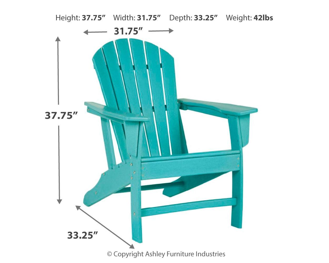 Dimensional diagram of Sundown Treasure Adirondack Chair
