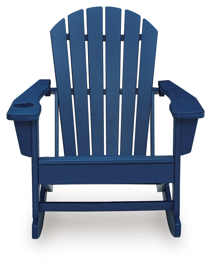 Sundown Shores Blue Outdoor Rocking Chair head on view