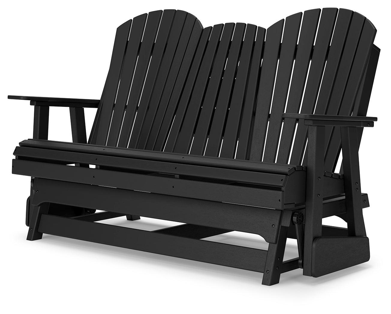 Hyland Wave Black Outdoor Glider Loveseat - Ella Furniture