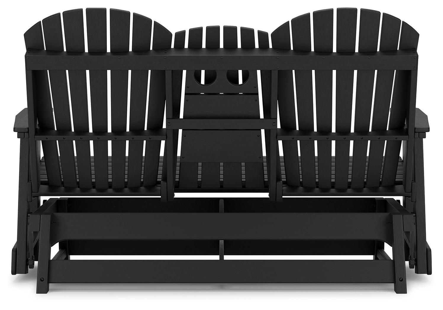 Hyland Wave Black Outdoor Glider Loveseat - Ella Furniture