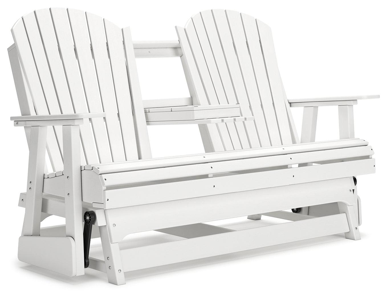 Hyland Wave White Outdoor Glider Loveseat - Ella Furniture
