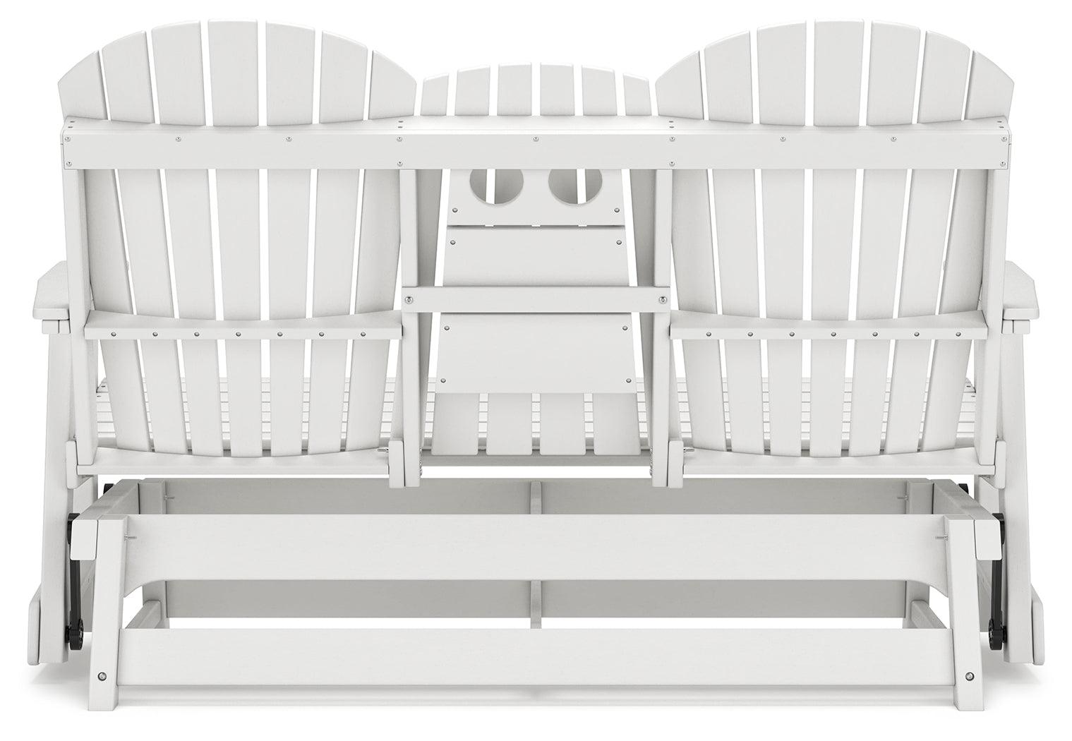 Hyland Wave White Outdoor Glider Loveseat - Ella Furniture