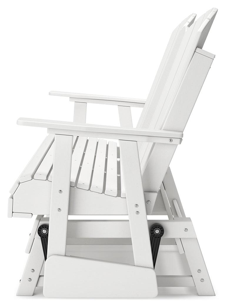 Hyland Wave White Outdoor Glider Loveseat - Ella Furniture