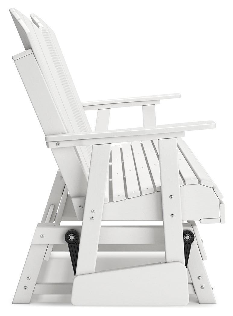 Hyland Wave White Outdoor Glider Loveseat - Ella Furniture