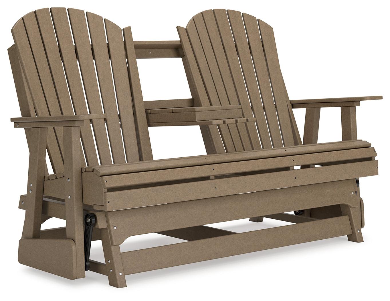 Hyland Wave Driftwood Outdoor Glider Loveseat - Ella Furniture