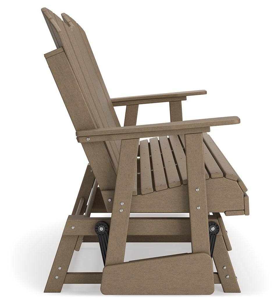 Hyland Wave Driftwood Outdoor Glider Loveseat - Ella Furniture