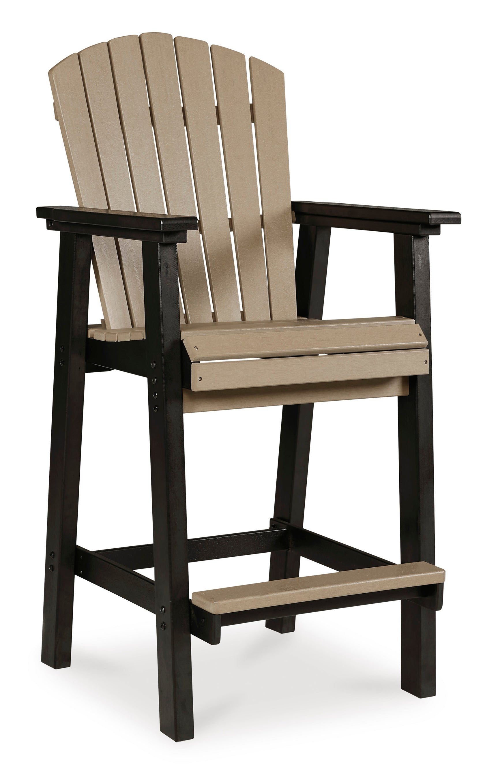 Front view of the outdoor bar table and stools set