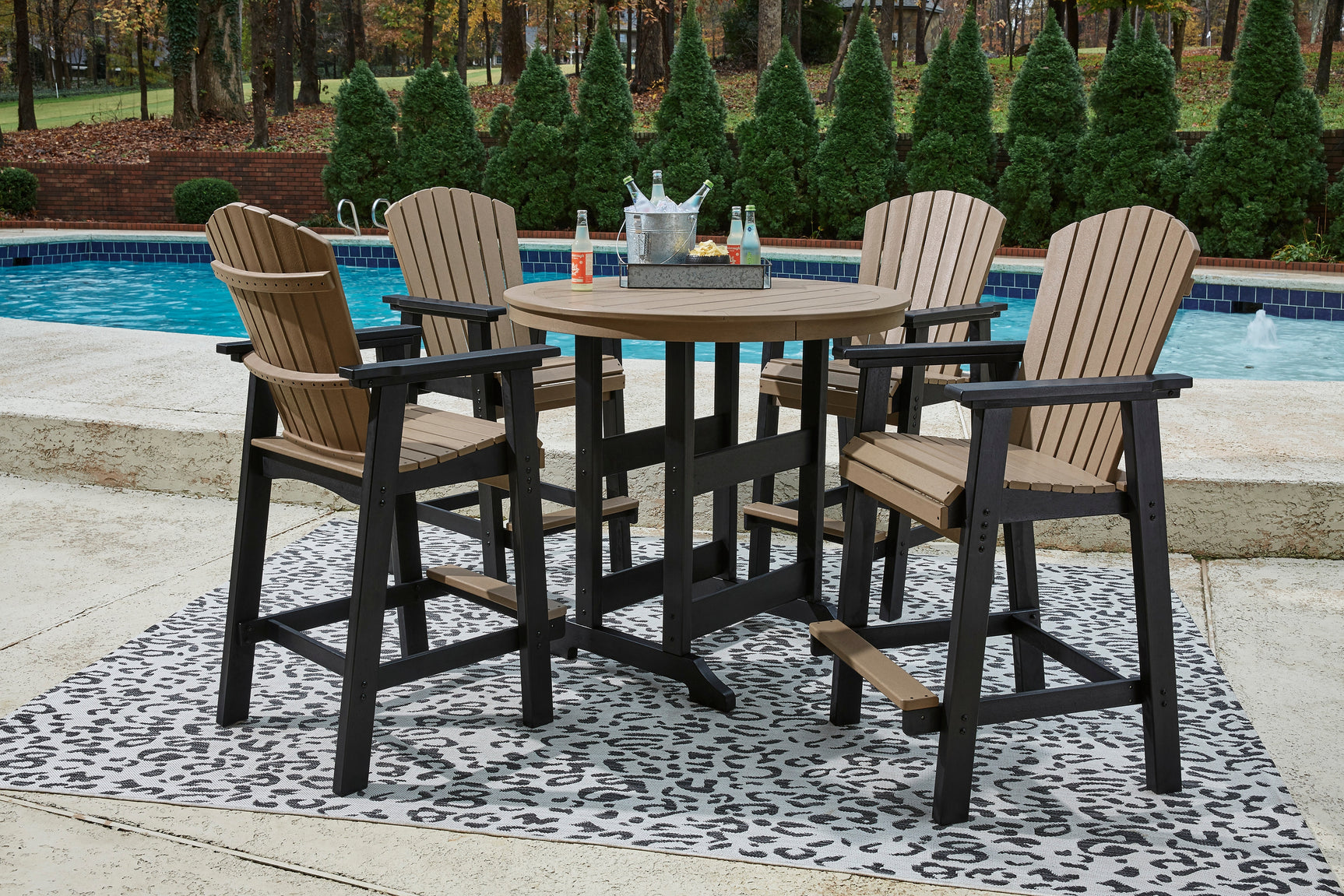 Barstool from Fairen outdoor set showing shell back and armrests