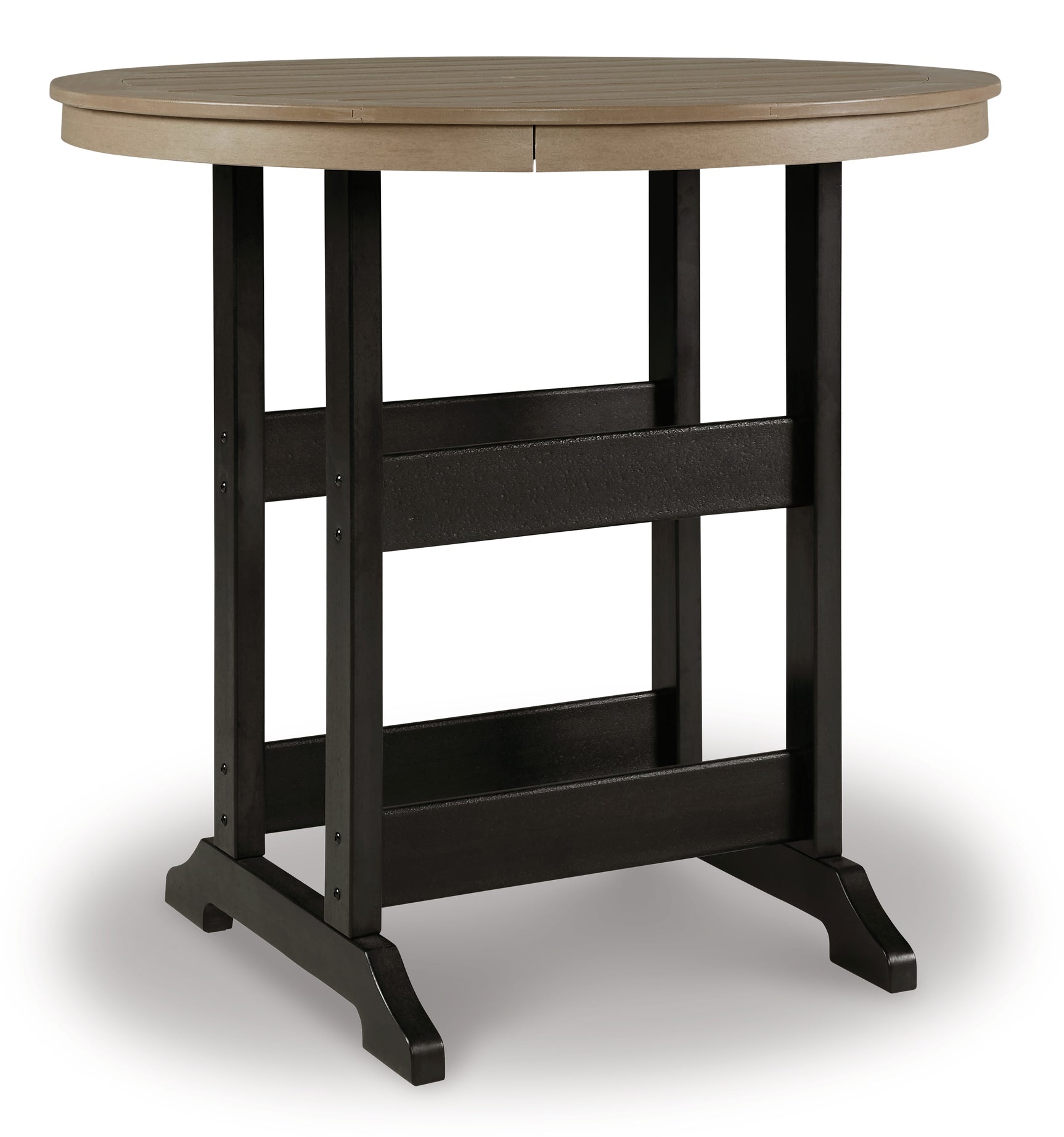 Side view of Fairen outdoor bar table and stools set