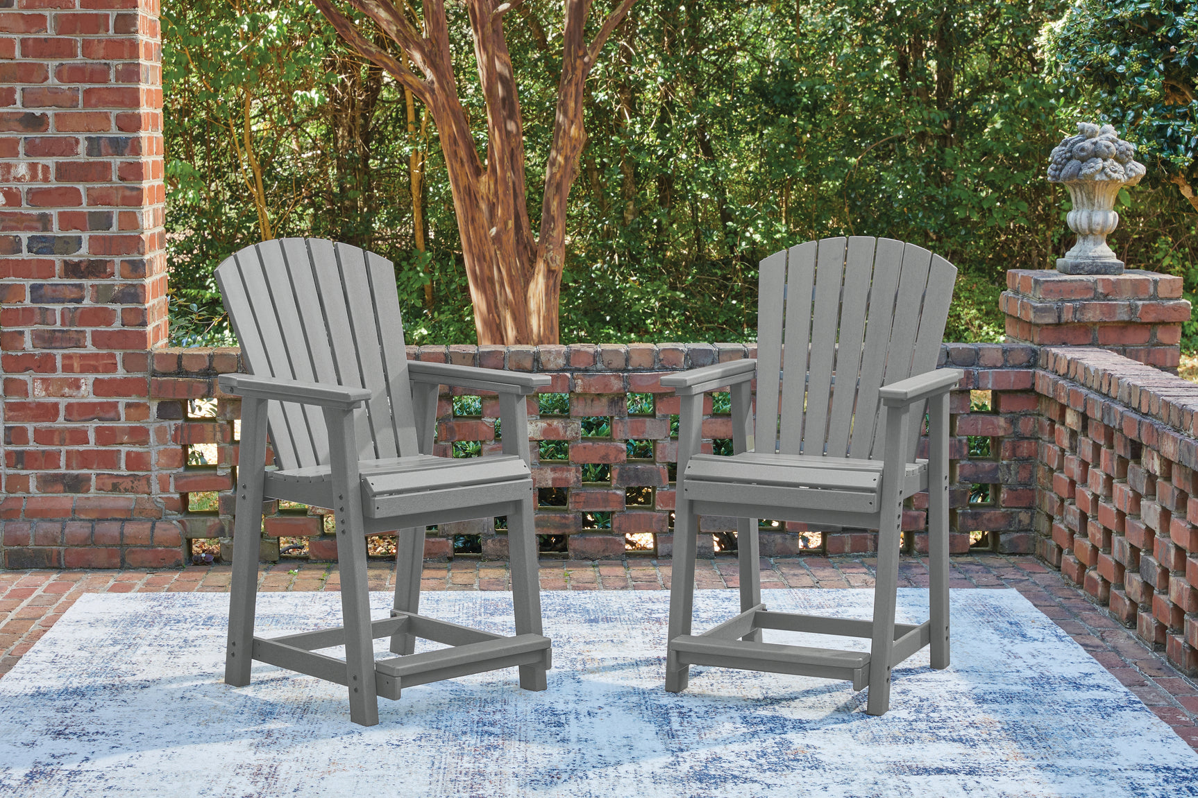 Sanctuary dark gray outdoor counter height dining table with 4 barstools set