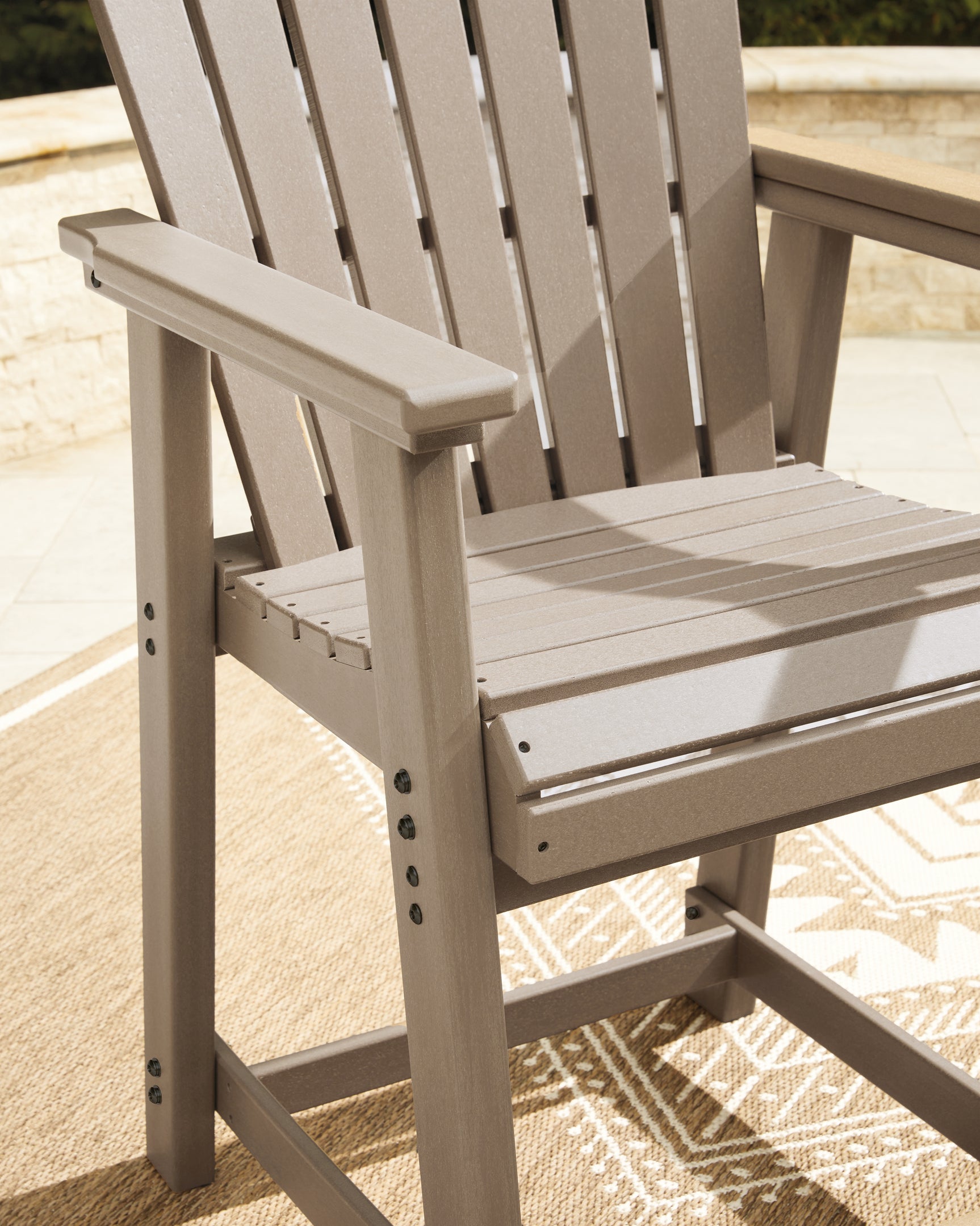 Detail of medium brown finish on dining table