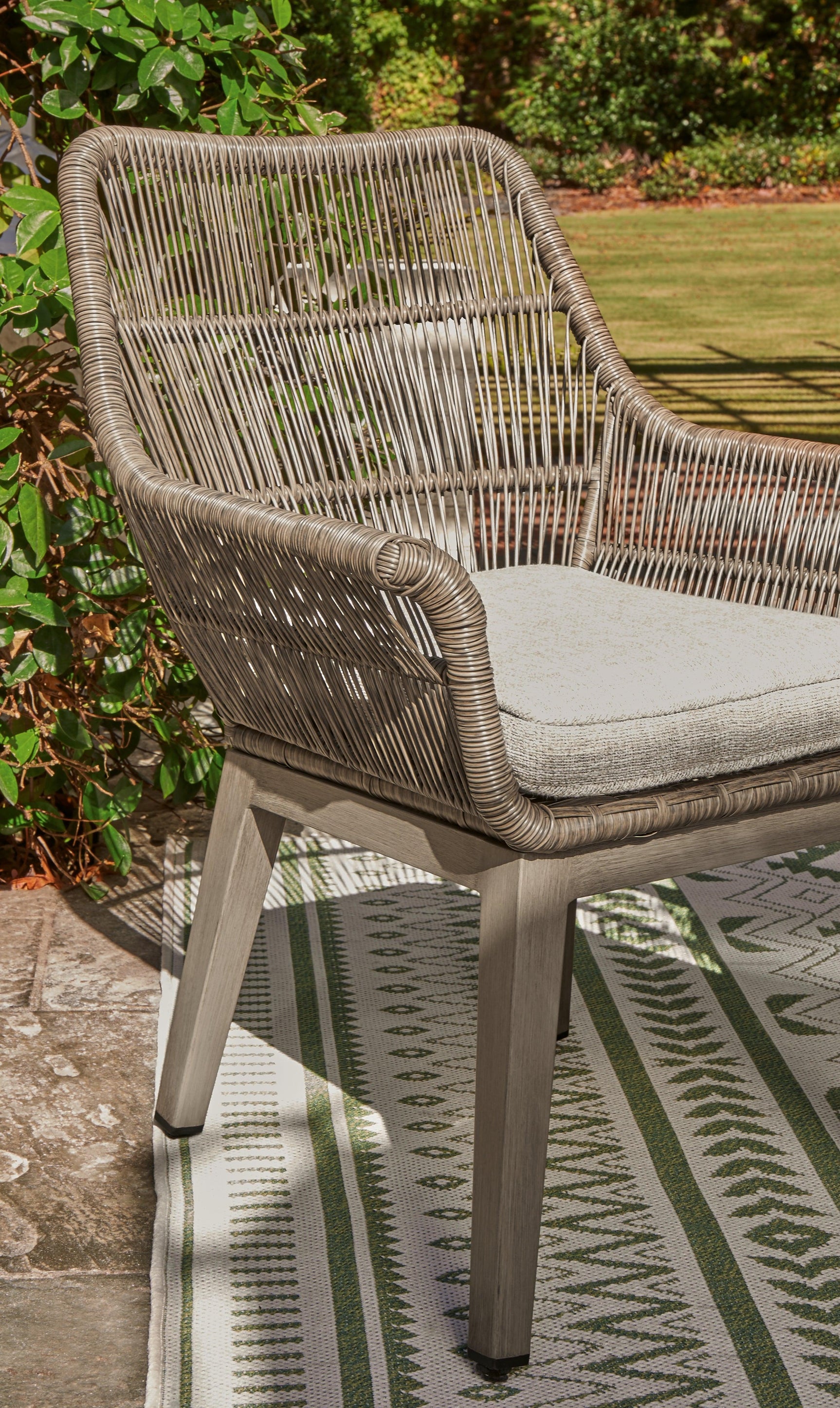 Beach Front Beige Outdoor Arm Chair with Cushion - swatch showing fabric color