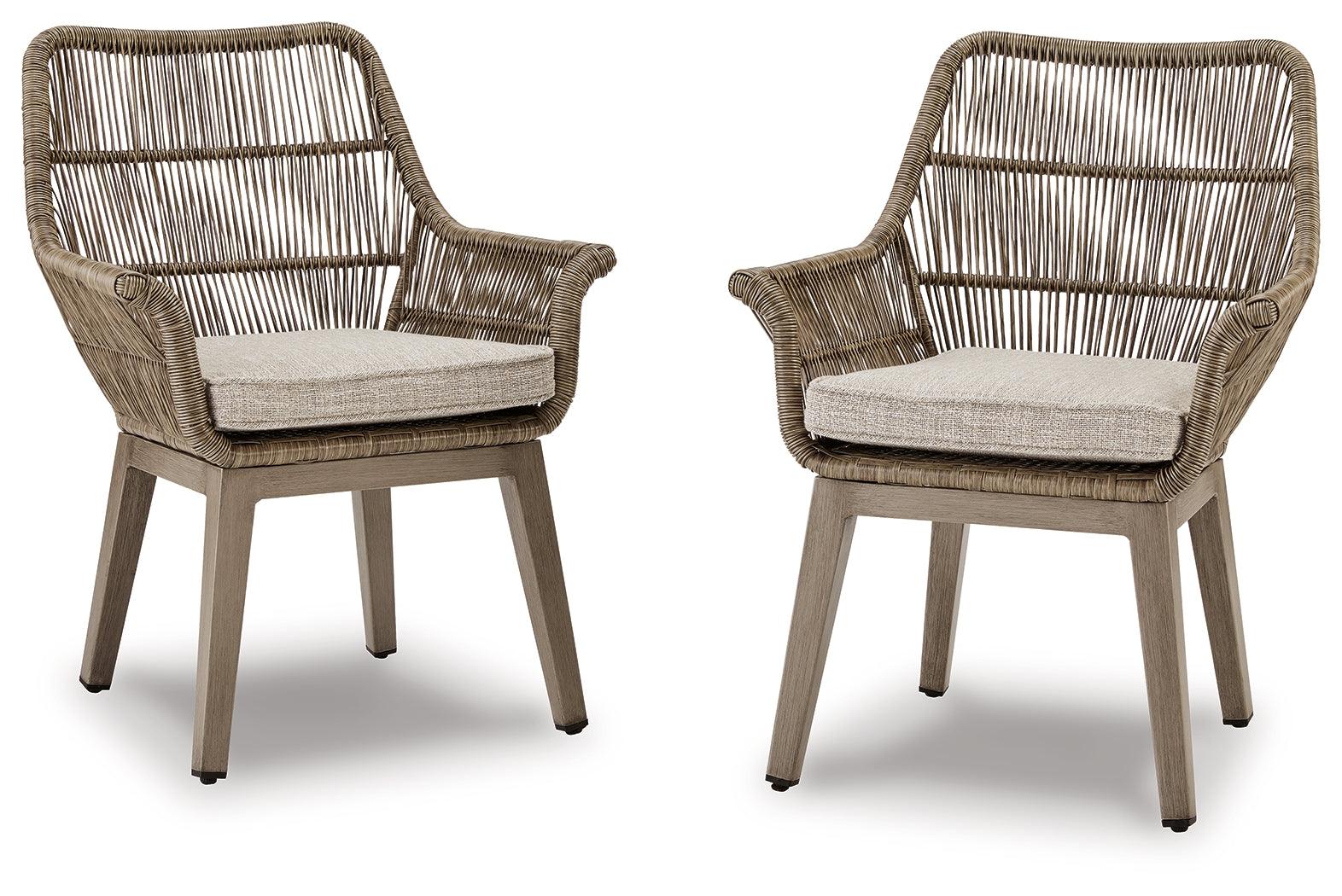 Beach Front Beige Outdoor Arm Chair with Cushion - front view
